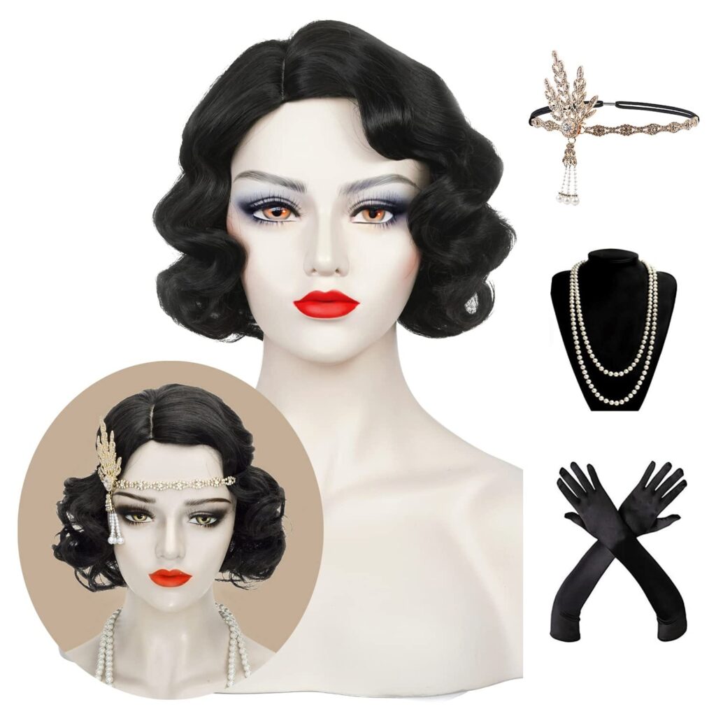 Retro Finger Waves wig black women