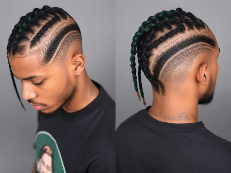 Watermelon Braids Tapered Sides Braided Top for men