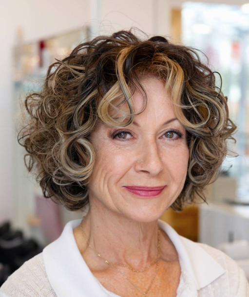 Curly Gray Bob haircuts for women over 50