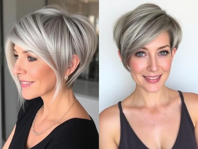 Long Pixie haircuts with Side Bangs for women over 50