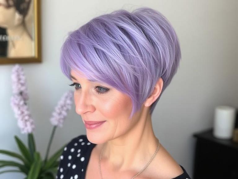 Pixie Haircuts with soft lavender for women over 50
