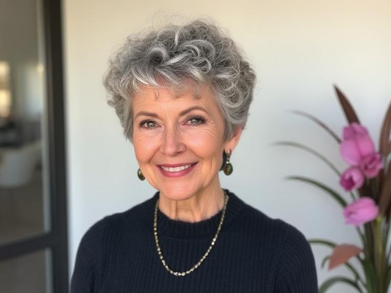Curly Pixie for women over 50