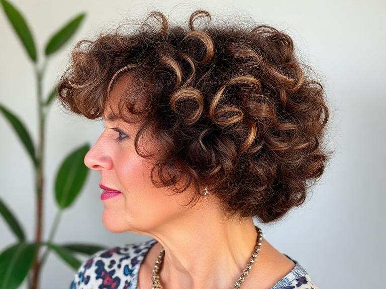 Natural Curly Crop haircuts for women over 50