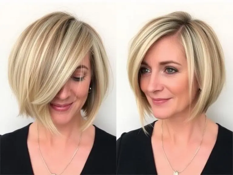 Side-Parted Bob Haircuts for women over 50