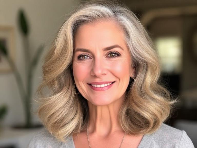 Wavy Lob hairstyles for women over 50