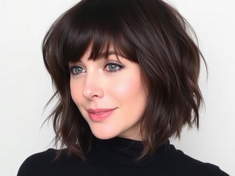 Bob Hairstyles with Wispy Bangs
