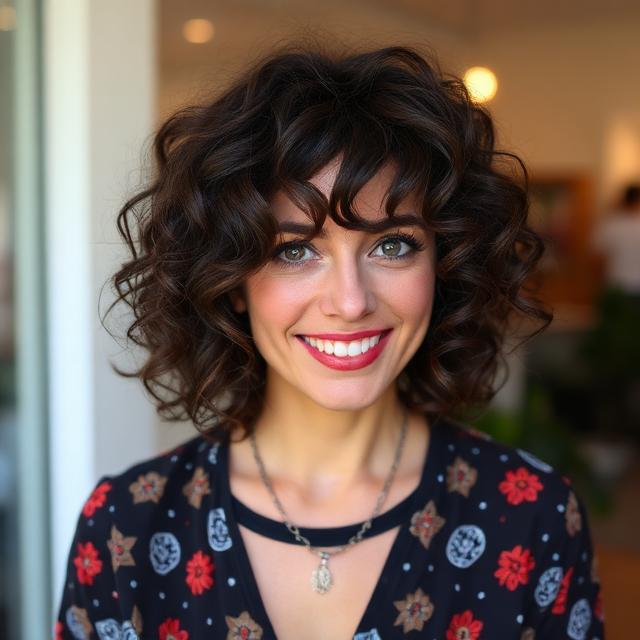 Chin-Length Curly Bob