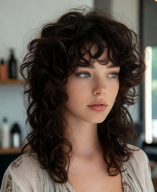 Curly Wolf Cut