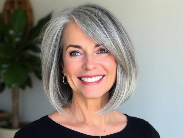 Gray bob hairstyles for mature women