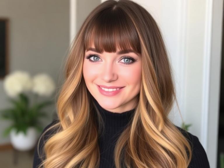 Long Hairstyles with Curtain Bangs