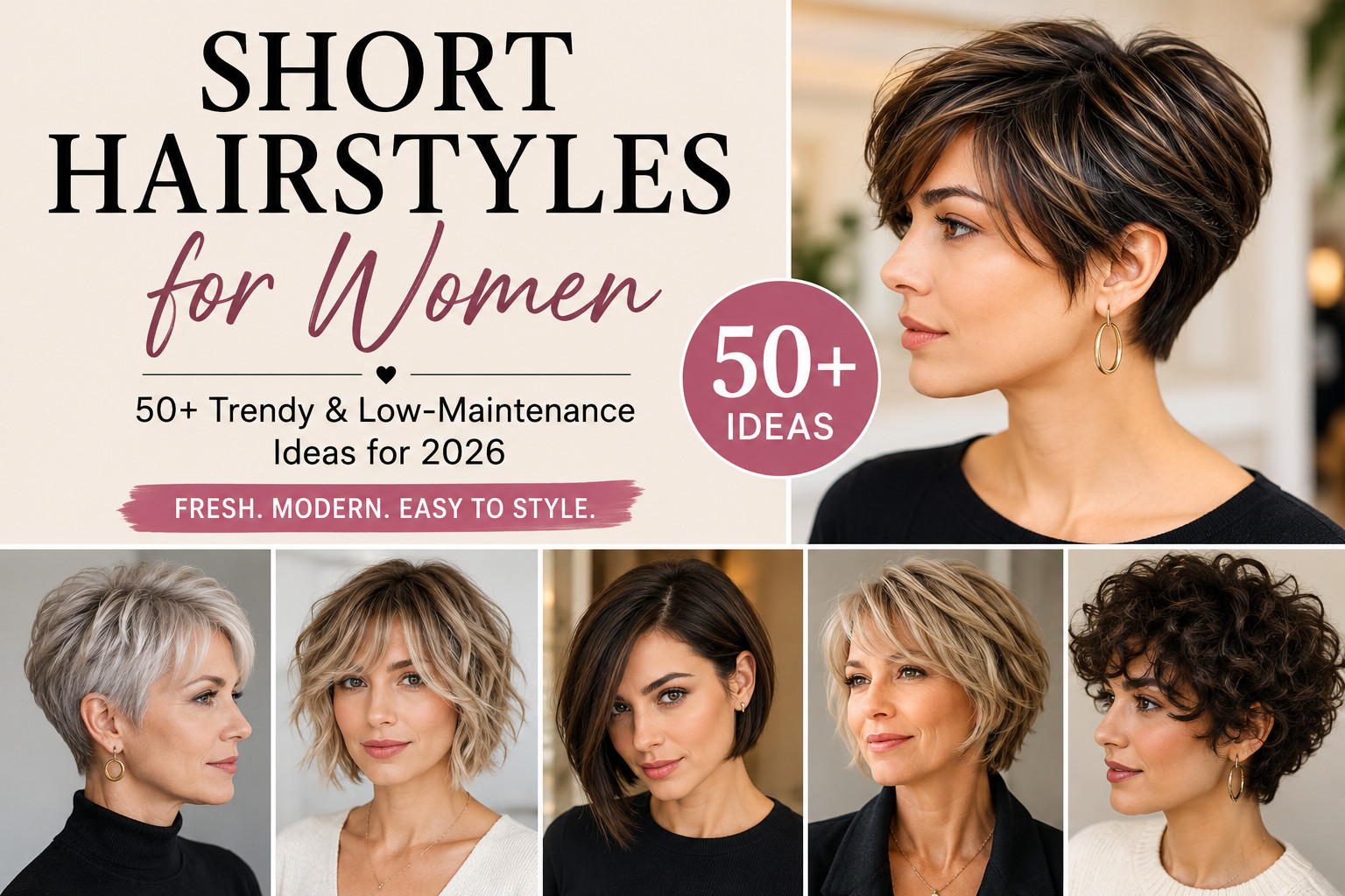 Short hairstyles for women including trendy pixie cuts and bob hairstyles