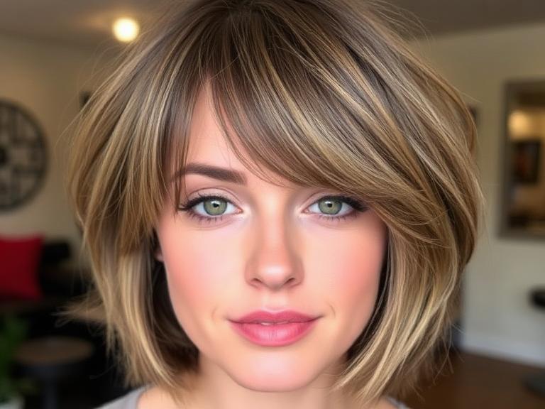 Soft layered bob and square Face