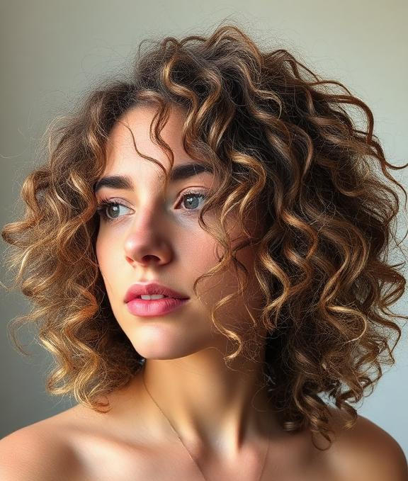 air-dried curly hair