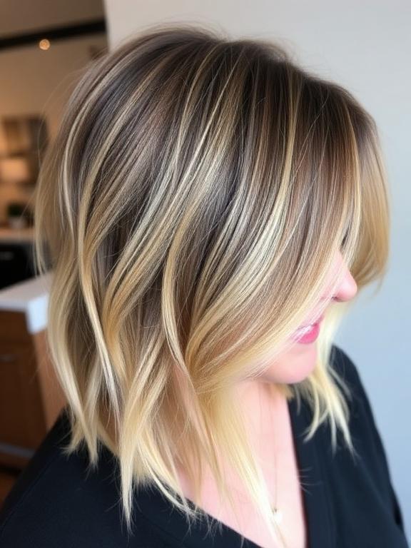 Balayage Lob for Fine haircut for women over 50