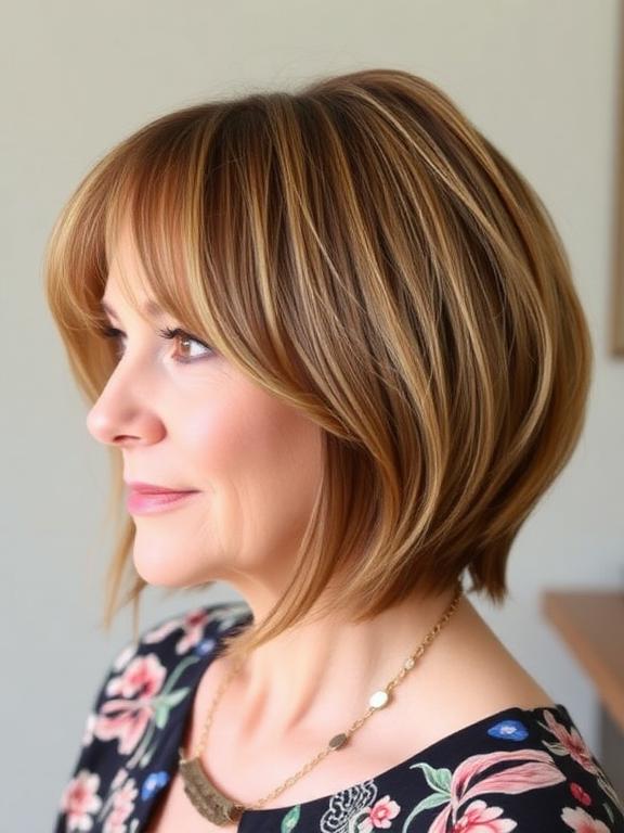 Blunt Lob with Face-Framing Layers haircut for women over 50