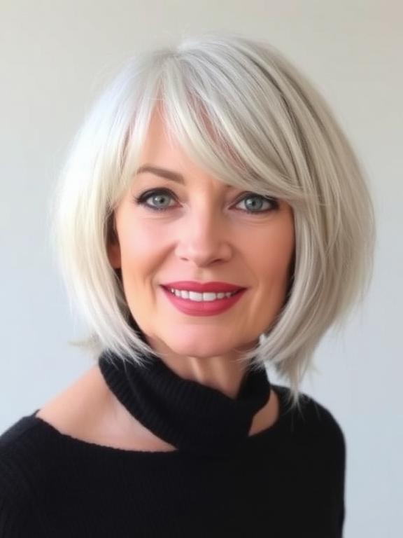 Bob With Wispy Bangs for women over 50