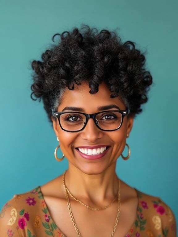 Curly Afro Pixie for women over 50