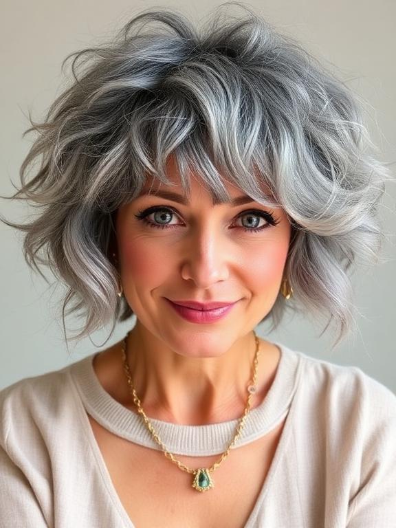 Curly Gray Bob