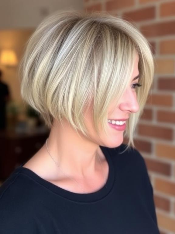 Layered Short Bob for Fine Hair women over 50
