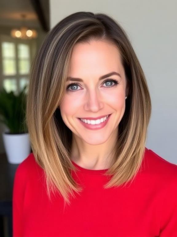 Long bob hairstyle for women over 50