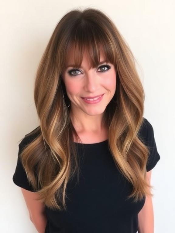 Long Layered Shag with Bangs haircut for women over 50