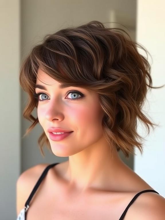 Short beachy wavy hairstyle for women