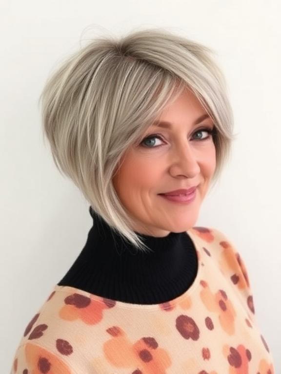 Short Bob With Side Bangs for women over 50