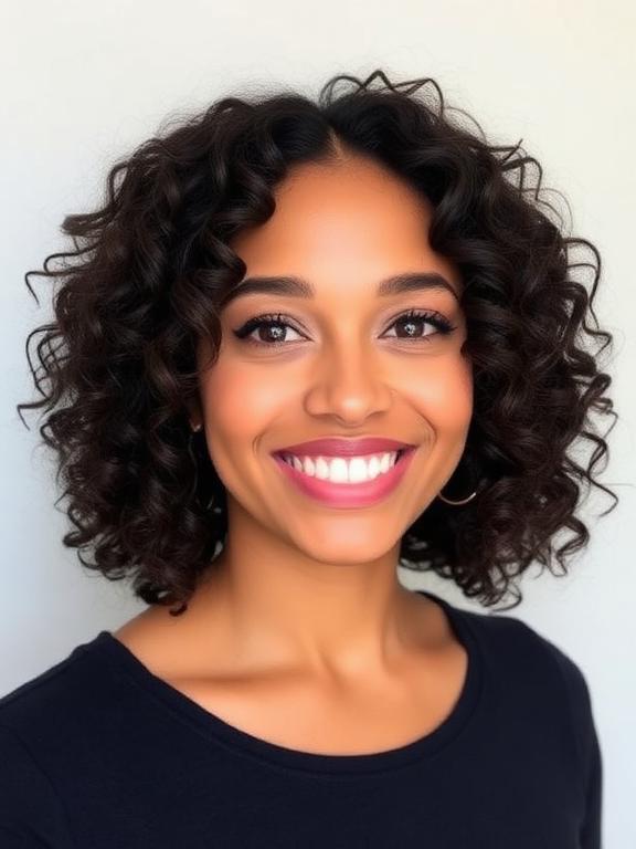 Short curly bob hairstyle for women with natural curls