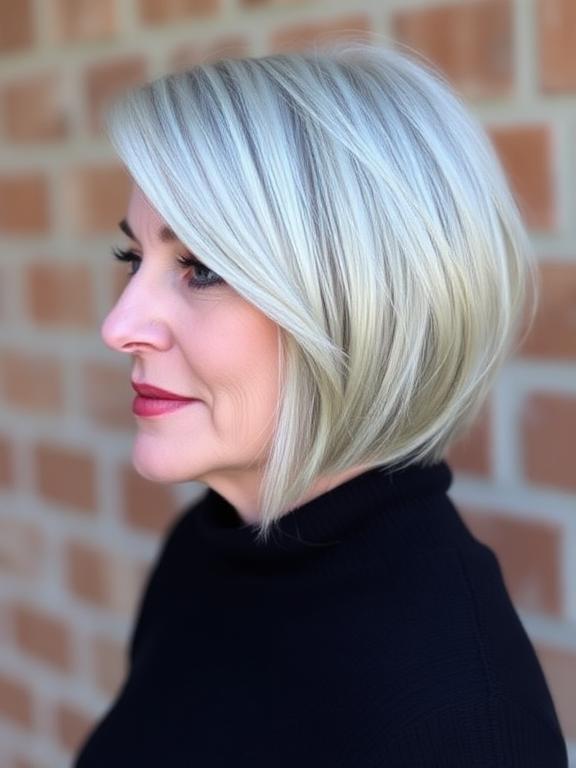 Short Hair With Side-Swept Bangs for women over 50