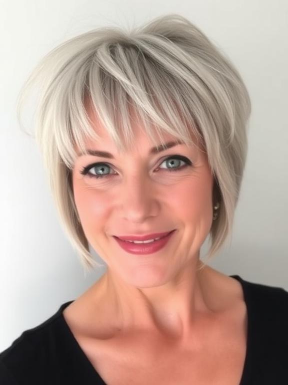 Short Hair With Wispy Bangs for women over 50