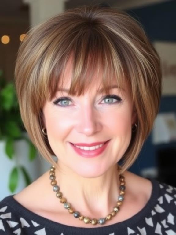 Short Shag With Bangs for women over 50