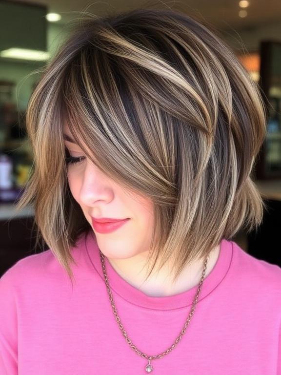 Short shaggy bob haircut with textured layers