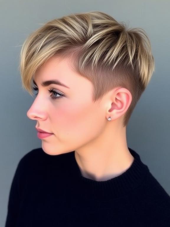 Short tapered haircut for women with textured top