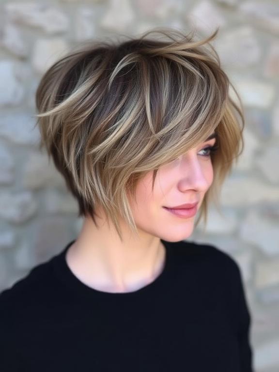 Short wolf cut with choppy layers for women