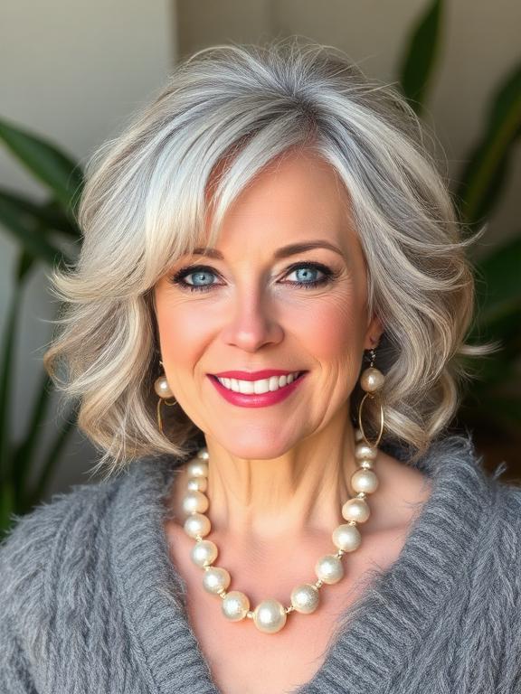 Silver and White Blend Shag for women over 60