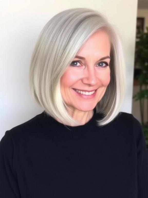 Sleek Low-Maintenance Long bob for women over 60