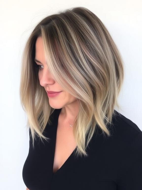 Soft Layered Bob with Highlighted Ends for women over 60