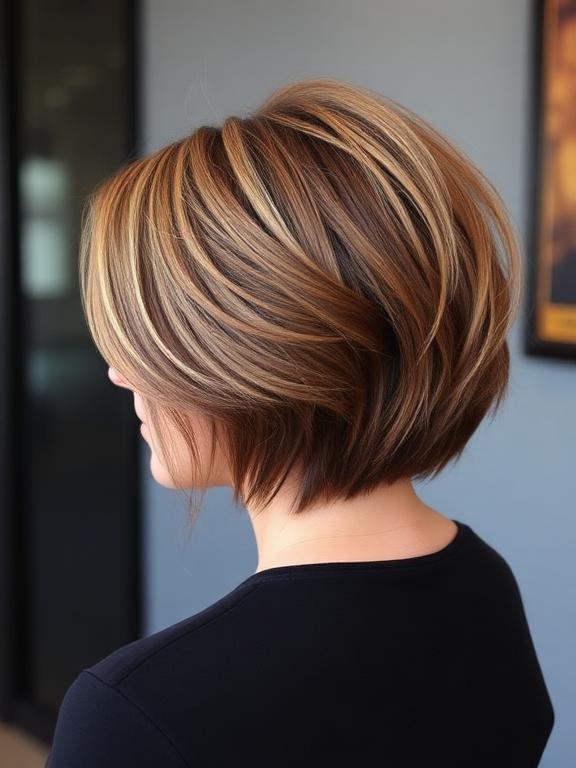 Stacked bob haircut with volume at the back