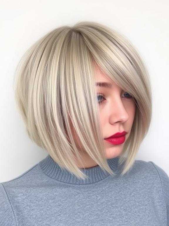 Asymmetrical Bob for round faces