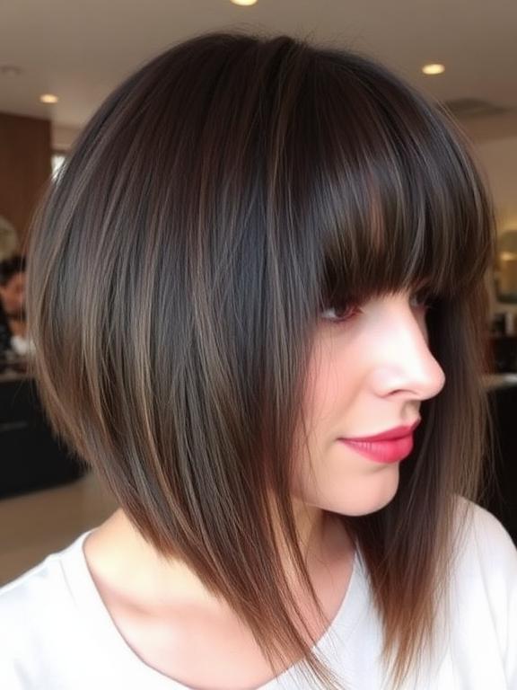 Blunt Cut Lob with Curtain Bangs