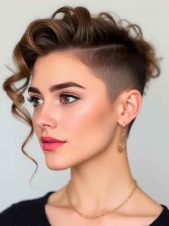Curly Undercut for round faces