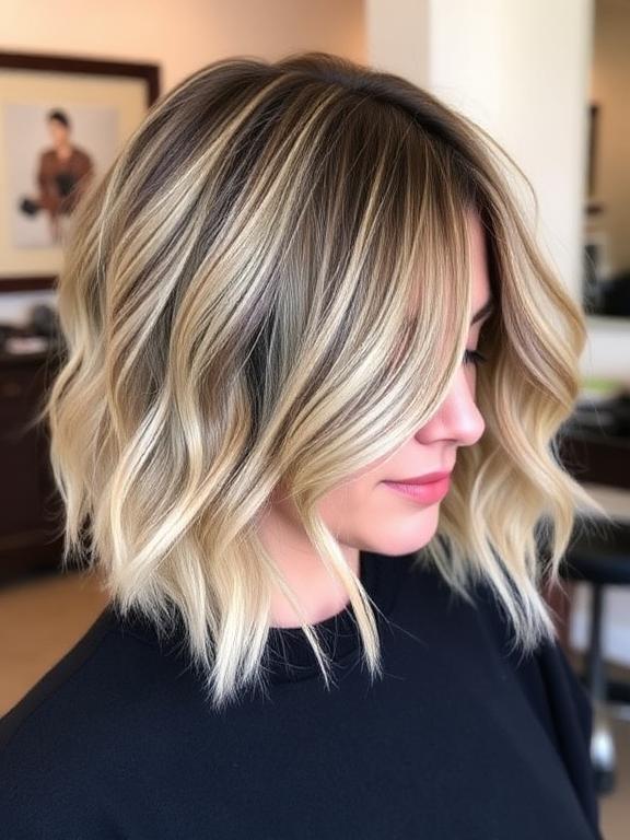 Short Wavy Bob with Highlights