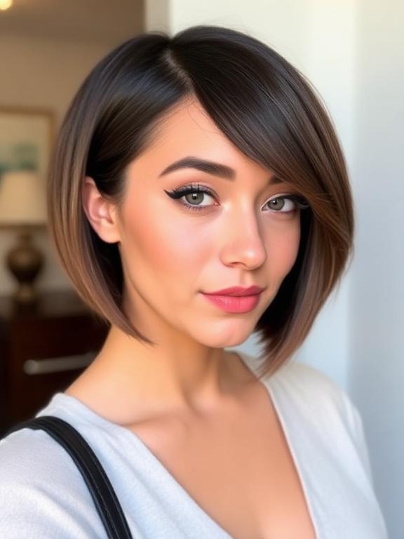 Sleek Straight Bob with Middle Part