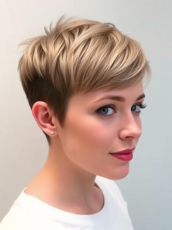 Textured Pixie Cut for round faces