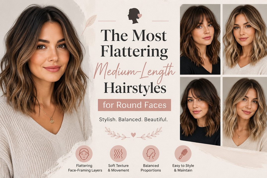 Medium Hairstyles for Round Faces