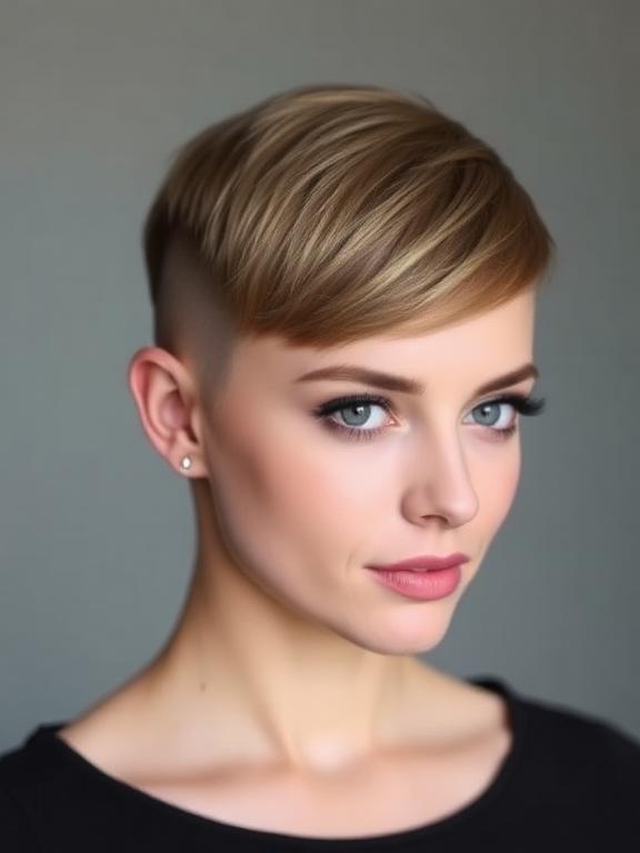 Women's Buzz Cut with round faces