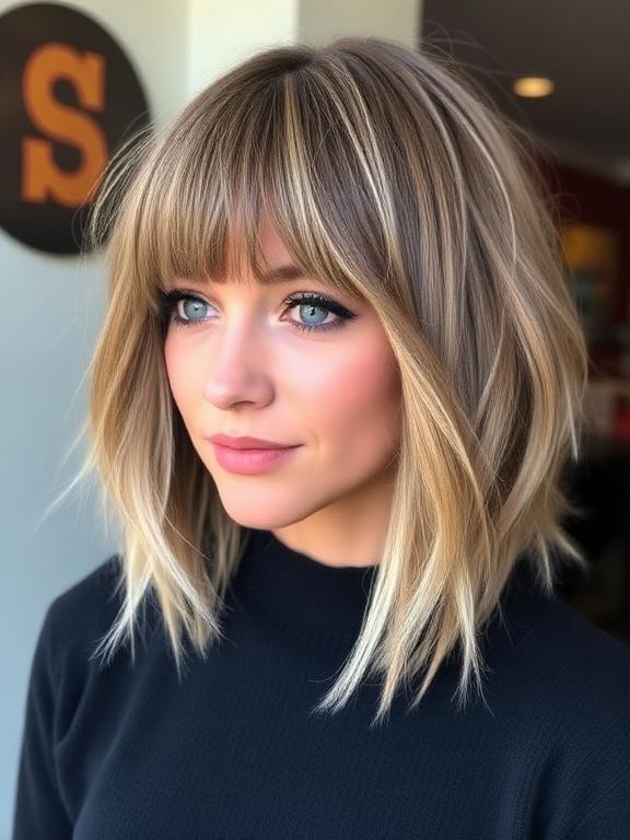 Medium Shag hair with Micro Bangs