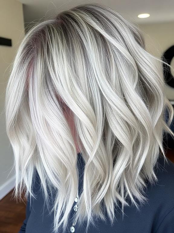 Silver & Gray Medium Shag hair
