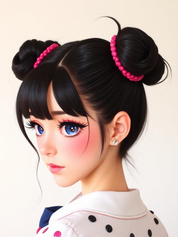 Anime-Inspired Space Buns hairstyle