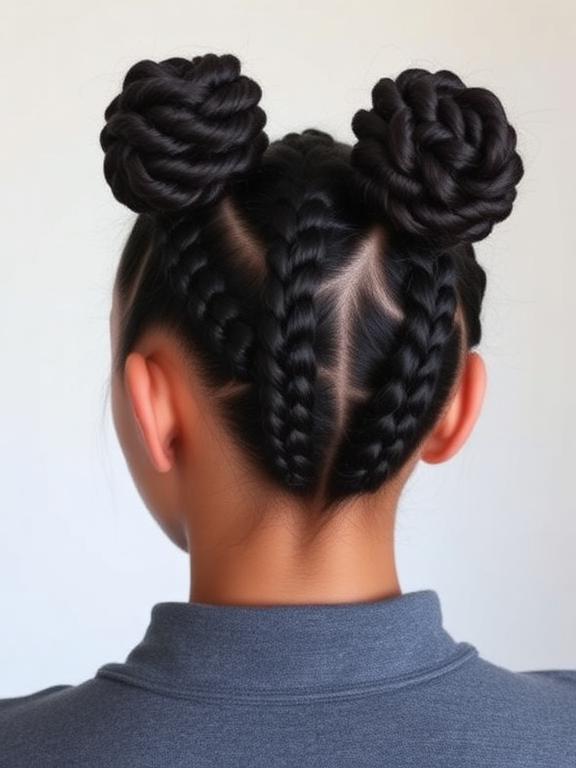Braided Space Buns hairstyle